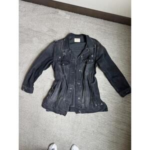 Free People Oversized Black Denim Jacket – Size Large